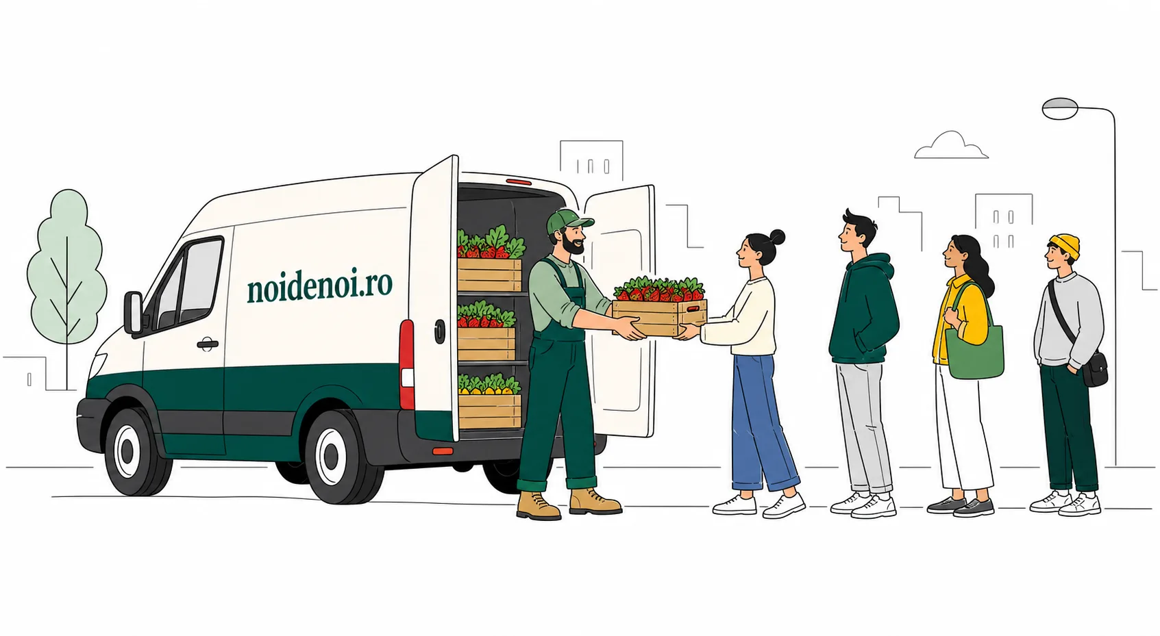 Noi de Noi van with local producers and neighbors